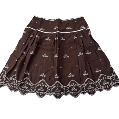 Vestido Falda Granero Para Mujer Talla 8 Marrón Bordado Forrado Cremallera Lateral Foto 1 de 4