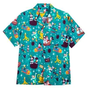 NEW Disney Shirt Adult Medium Mickey Mouse And Friends Play In The Park Button - Picture 1 of 8