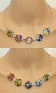 Halskette Halsreif Murano Millefiori Lampwork bunt multicolor mehrfarbig  900 - Bild 1 von 14