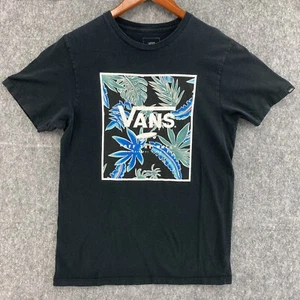 Camiseta Vans Para Hombre Pequeña Ajuste Personalizado Floral Logotipo de Caja Negra Algodón Camiseta de Patín - Imagen 1 de 7