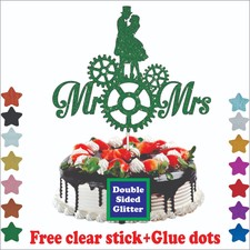 Automatico Meccanico cake topper, Mr e Mrs Glitter Topper, AUTO MECCANICO cake topper