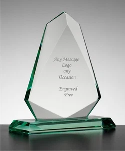 Trofeo de premio de vidrio de jade con flecha grabada personalizada, cualquier logotipo + texto - Imagen 1 de 1