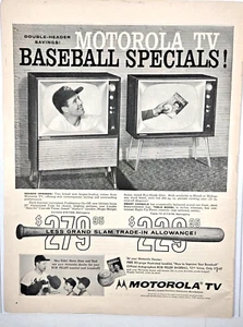 Vintage 1957 Motorola 21K70M Konsole Fernseher TV Printwerbung Bob Feller - Bild 1 von 1