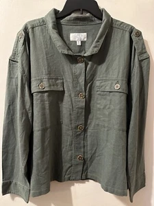 Time & Tru womens XXL /2XG (20) button front linen light weight jacket NWT - Picture 1 of 8