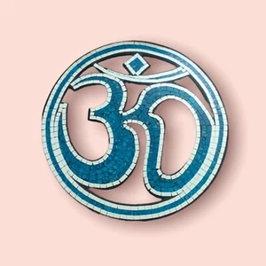 OM SÍMBOLO Decoración Colgante Pared Mosaico Vidrio Artesanal 16x16 - Imagen 1 de 4