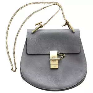 Chloe Drew Gray Calf Leather Crossbody Bag - Picture 1 of 5