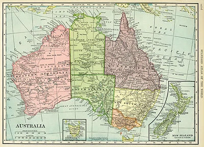 map of AUSTRALIA full canvas print A0 world globe landscape poster New Zealand - Image 1 of 3