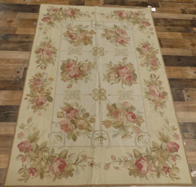 4'x6' Stunning Country French floral Aubusson hand knotted wool Needlepoint rug - Image 1 of 4
