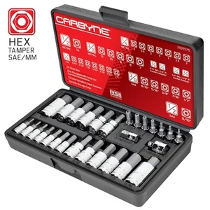 CARBYNE 28 Piece Tamper-Proof Hex Bit Socket Set - SAE & Metric, S2 Steel | 1... - Picture 1 of 6