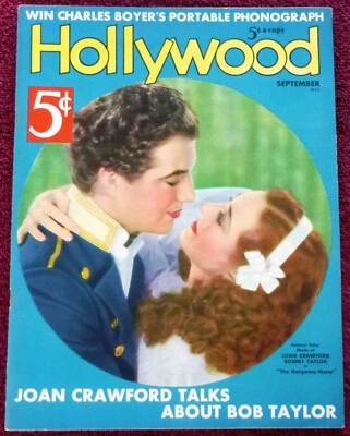 JOAN CRAWFORD, Robert Taylor cover + story for Hollywood (9/36) Harlow, L. Young - Image 1 of 4