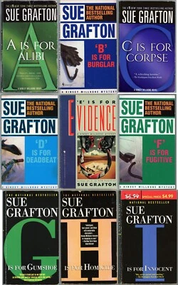 Sue Grafton Millhone Mysteries Lot of 9 Paperback Books | Hard-Boiled Crime Foto 1 de 4