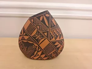 Acoma New Mexico Susan Sarracino 1999 Blumenvase Tonkeramik signiert - Bild 1 von 10