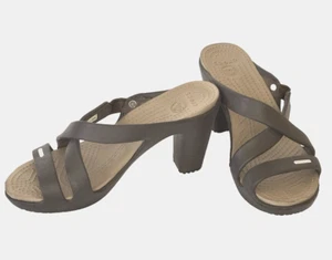 Crocs Cyprus IV hochhackige Damen-Sandalen Größe W6 Espresso/Pilz EUC R3 - Bild 1 von 9