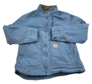 Carhartt Women's Sherpa Lined Canvas Work Jacket Medium WJ022 FHB Blue Size L - Picture 1 of 22