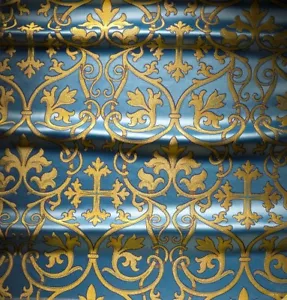 Brocado litúrgico iglesia griega rusa vestimenta de tela de alta calidad 150 cm de ancho - Imagen 1 de 18