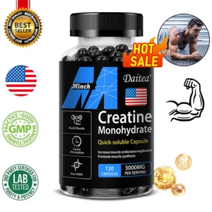 Creatine Monohydrate 3000mg 120 Capsules Muscle Gain Strength Booster - Picture 1 of 10