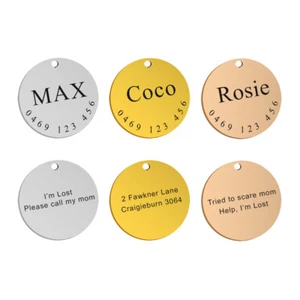 Dog Tags Pet Tag Custom ID Tag Nameplate Personalized Stainless Steel Engraved - Picture 1 of 5