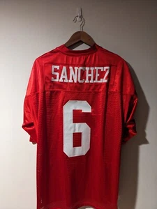 Vintage New York Jets Mark Sanchez Red Size 54 Jersey - Picture 1 of 9