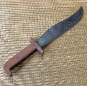 Antique Handmade Fixed Blade Bolo Knife 9.5" Blade 14" Total Length Wood Handle - Picture 1 of 14