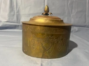 Vintage Antique Bronze Tea Caddy - Bronze Box, Airtight - 4.5" x 5.25" - Picture 1 of 5