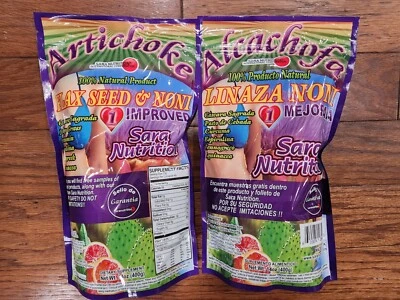 2 SEMILLAS DE LINO Y NONI SARA NUTRICIÓN MEJORADA 14 OZ CADA FECHA DE VENCIMIENTO 12/2027 Foto 1 de 2