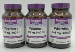 Bluebonnet Vitamin E 400 IE (268 mg) Weichkapseln 100 Stück Menge 3 Ablaufdatum 02/26 - Bild 1 von 3