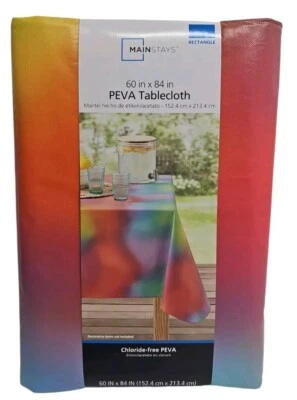 Mainstays Colorful Rainbow PEVA Vinyl Tablecloth 60" x 84" Rectangle - Image 1 of 2