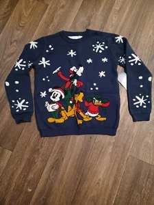 Suéter Disney Azul Mickey & Friends Navidad Cuello Redondo Pullover Niños Talla 9/10 - Imagen 1 de 4