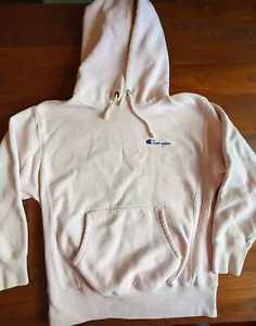 Vintage Champion Reverse Weave Warm Up Hoodie Size Large Light Pink Sweater EUC - Picture 1 of 9