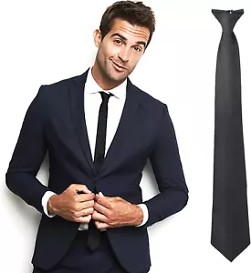 Men'S Clip on Ties 20 Inches Solid Color Clip-On Neckties Pre-Tied Neckties for - Picture 1 of 12