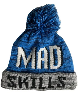 Place Kids Blue Winter Cable Knit Mad Skills Pom Pom Beanie Hat L/XL 8+ - Picture 1 of 8