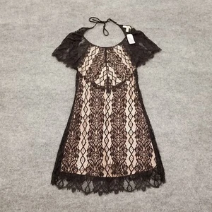 New Forever 21 Teens XL Shirt Dress Black Lace Solid Beige Open Back w/ Back Zip - Picture 1 of 21