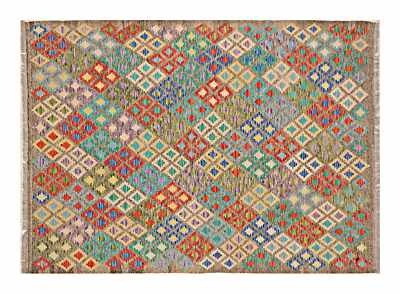 Afghan Maimana Kelim Teppich 170x240 Handgewebt Bunt Geometrisch Handarbeit 5 - Bild 1 von 4