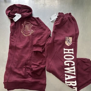 H&M Kids Harry Potter Set Size 14 Unisex Maroon Hoodie Pants Hogwarts - Picture 1 of 6