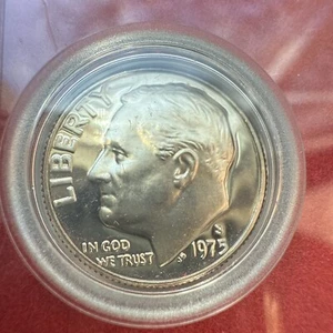 1975 S Roosevelt Dime Gem Cameo CN Clad From US Mint Proof Set Coin 5 Cent - Bild 1 von 9