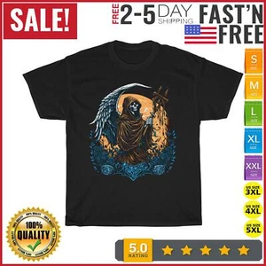Valhalla Grim Reaper Vintage T Shirt Men Fashion 2023 Women T Shirt Short NEW - Picture 1 of 9