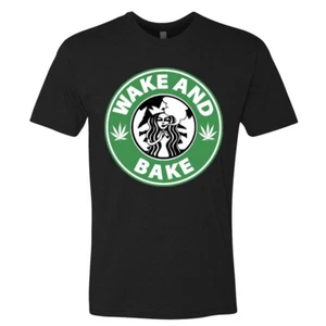 ┥ Camiseta unisex Wake and Bake para hombre café hierba amor día libre mañana - Imagen 1 de 18