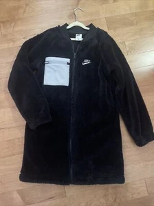 EUC NIKE Girls Long Sleeve Fuzzy Fleece Long Jacket Coat Size L - Picture 1 of 5