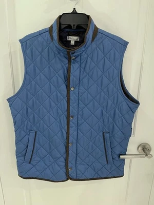 NWOT Peter Millar Men's L Crown Essex Full Zip Quilted Puffer Vest Jacket Blue - Image 1 of 4