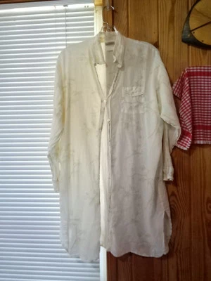 Vintage Yves Delorme Paris Sleep Shirt Cover Up Ivory Sheer Floral  - Image 1 of 4