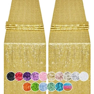 2PCS 12x72 Inch Sequin Table Runner Gold Glitter Table Runner for Party Weddi... - Picture 1 of 8