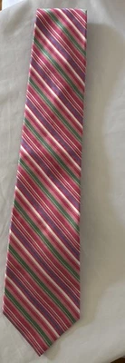 Corbata Tommy Hilfiger 100% Seda Importada Rosa, Verde Azul Blanco Rayas Hecha en EE. UU. NUEVA CON ETIQUETAS Foto 1 de 4