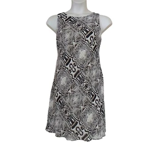 Tiana B. Multicolor Geometric Print Sleeveless Chiffon Layered A-Line Midi Dress - Picture 1 of 8