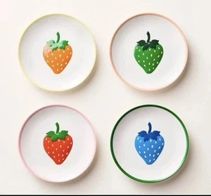 Kate Spade NY x Target 4 Stück Erdbeere Obst Melamin Vorspeise Teller Neu 6 Zoll - Bild 1 von 4