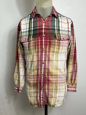 Camisa masculina Franklin Flannels xadrez multicolorida botão para cima manga longa tamanho desconhecido - Imagem 1 de 4