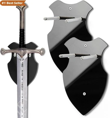 Estante de espada montado en la pared para sable y hacha - Soporte de exhibición vertical, negro | Eba Foto 1 de 4