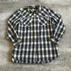 Duluth Trading Free Swingin' Flannel Tunic Womens XL Black White 74756 Cotton - Picture 1 of 7