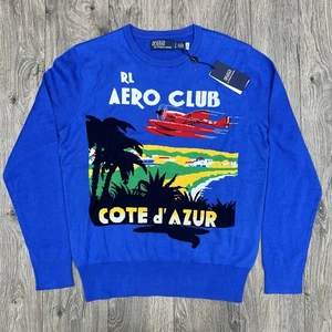 Polo Ralph Lauren Small VTG Retro French Riviera Flying Knit Sweater Hi Tech - Picture 1 of 15