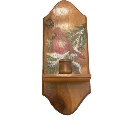 Hand Made Wall Sconce Cardinal Sawtooth Hanger 13.75x5.5" - Image 1 of 4