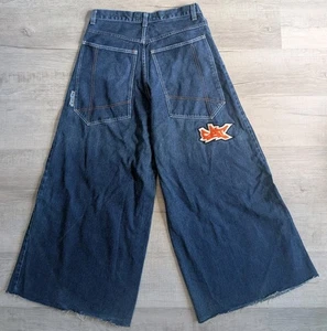 GAT Jeans Patch Wide Leg Rave Pants Y2K 90s Graffiti Skater Sz 33 Vintage  - Picture 1 of 11